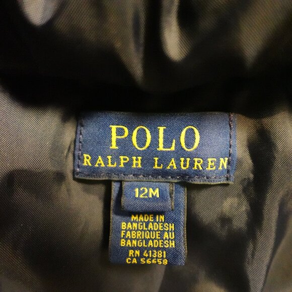 Polo Ralph Lauren Down Puffer Jacket Baby 12M Green Hooded Winter Coat - Picture 4 of 8